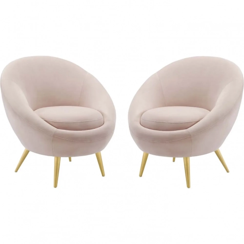 Circuit Accent Chair in Pink Velvet & Gold (Set of 2)