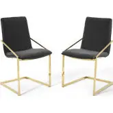 Pitch Dining Arm Chair in Black Velvet & Gold (Set of 2)