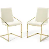 Pitch Dining Arm Chair in Ivory Velvet & Gold (Set of 2)