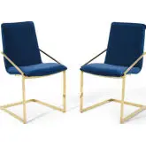 Pitch Dining Arm Chair in Navy Velvet & Gold (Set of 2)