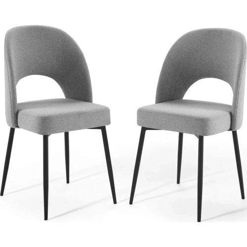 Rouse Dining Chair in Light Gray Fabric & Black (Set of 2)