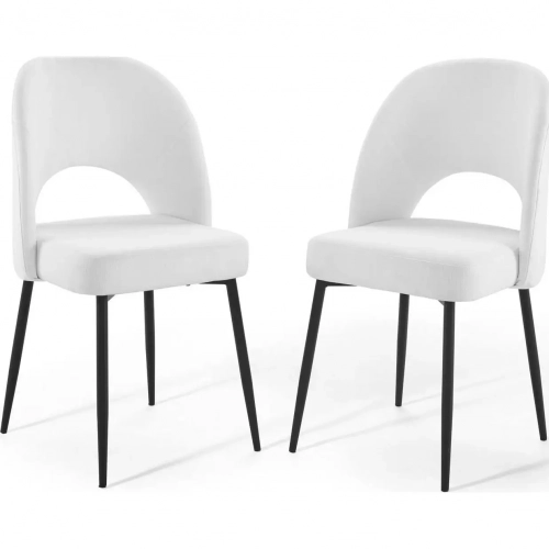 Rouse Dining Chair in White Fabric & Black (Set of 2)