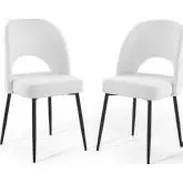 Rouse Dining Chair in White Fabric & Black (Set of 2)