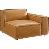 Restore Sectional Sofa Right Arm Chair Tan Vegan Leather