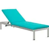 Shore Outdoor Patio Aluminum Chaise w/ Turquoise Fabric