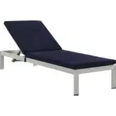 Shore Outdoor Patio Aluminum Chaise w/ Navy Fabric