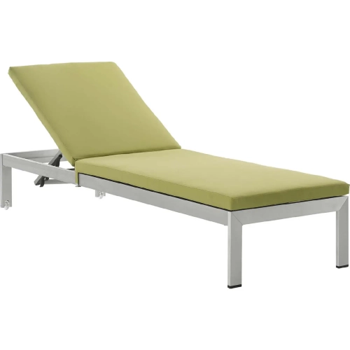 Shore Outdoor Patio Aluminum Chaise w/ Peridot Fabric