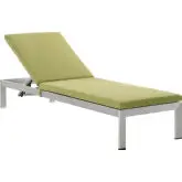 Shore Outdoor Patio Aluminum Chaise w/ Peridot Fabric