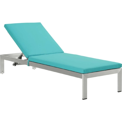 Shore Outdoor Patio Aluminum Chaise w/ Turquoise Fabric