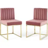 Carriage Dining Chair in Channel Tufted Dusty Rose Velvet (Set of 2)