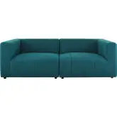 Bartlett 2 Piece Loveseat in Channel Tufted Teal Fabric