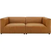 Bartlett 2 Piece Loveseat in Channel Tufted Tan Vegan Leather