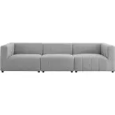 Bartlett 3 Piece Sofa in Channel Tufted Light Gray Fabric