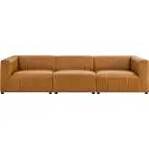 Bartlett 3 Piece Sofa in Channel Tufted Tan Vegan Leather