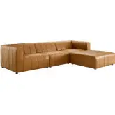 Bartlett 4 Piece Sectional Sofa in Channel Tufted Tan Vegan Leather