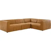 Bartlett 4 Piece Sectional Sofa in Channel Tufted Tan Vegan Leather