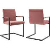 Savoy Dining Chair in Channel Tufted Dusty Rose Velvet (Set of 2)