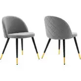 Cordial Dining Chair in Light Gray Fabric & Black Metal (Set of 2)