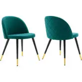 Cordial Dining Chair in Teal Fabric & Black Metal (Set of 2)