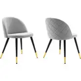 Cordial Dining Chair in Light Gray Performance Velvet & Black Metal (Set of 2)