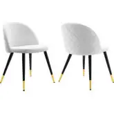 Cordial Dining Chair in White Performance Velvet & Black Metal (Set of 2)