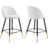 Cordial Counter Stool in White Fabric & Black Metal (Set of 2)