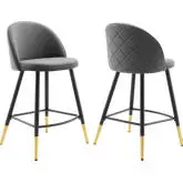 Cordial Counter Stool in Gray Performance Velvet & Black Metal (Set of 2)