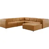 Bartlett 6 Piece Sectional Sofa in Channel Tufted Tan Vegan Leather