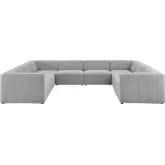 Bartlett 8 Piece Sectional Sofa in Channel Tufted Light Gray Fabric