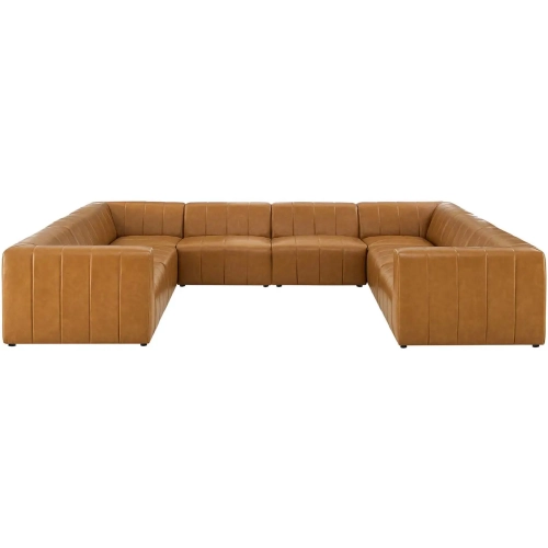 Bartlett 8 Piece Sectional Sofa in Channel Tufted Tan Vegan Leather