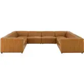 Bartlett 8 Piece Sectional Sofa in Channel Tufted Tan Vegan Leather