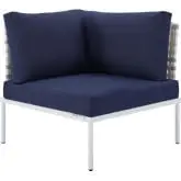 Harmony Outdoor Corner Chair in Taupe Weave & Navy Sunbrella &reg;