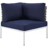 Harmony Outdoor Corner Chair in Tan Weave & Navy Sunbrella &reg;