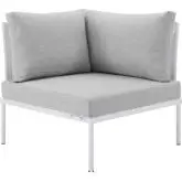 Harmony Outdoor Corner Chair in White Mesh & Gray Fabric