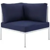 Harmony Outdoor Corner Chair in White Mesh & Navy Fabric