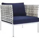 Harmony Outdoor Arm Chair in Taupe Weave & Navy Sunbrella &reg;