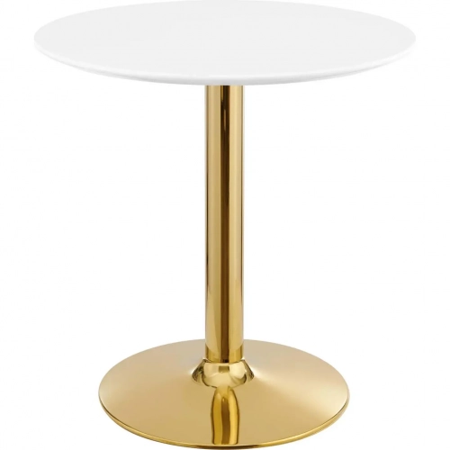 Verne 28" Dining Table in White & Chrome Gold