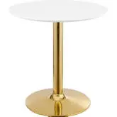 Verne 28" Dining Table in White & Chrome Gold