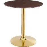 Verne 28" Dining Table in Cherry Walnut Finish & Chrome Gold