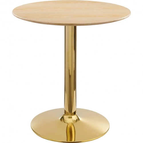 Verne 28" Dining Table in Natural Wood Finish & Chrome Gold