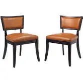 Pristine Dining Chair in Tan Vegan Leather & Wood (Set of 2)