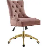 Regent Office Chair in Tufted Dusty Rose Velvet & Gold