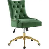 Regent Office Chair in Tufted Emerald Green Velvet & Gold