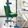 Regent Office Chair in Tufted Emerald Green Velvet & Gold
