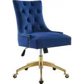 Regent Office Chair in Tufted Navy Blue Velvet & Gold