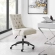 Regent Office Chair in Tufted Beige Fabric & Black