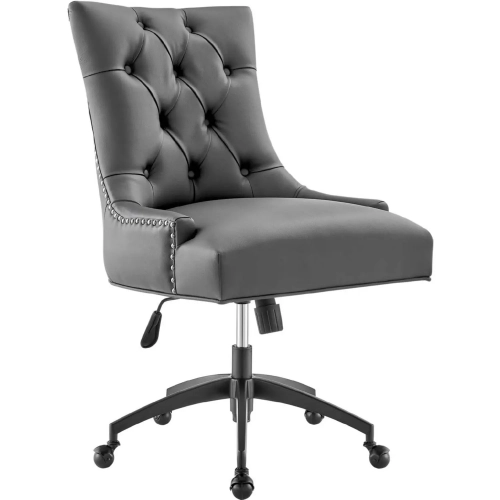 Regent Office Chair in Tufted Gray Vegan Leather & Black