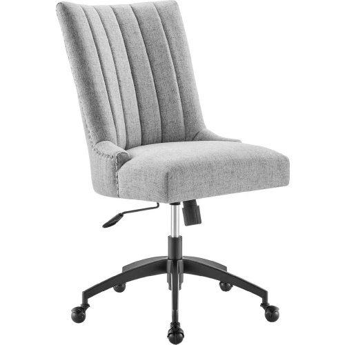 Empower Office Chair in Channel Tufted Light Gray Fabric & Black Legs