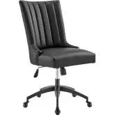 Empower Office Chair in Channel Tufted Black Vegan Leather & Black Legs