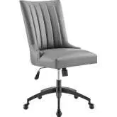 Empower Office Chair in Channel Tufted Gray Vegan Leather & Black Legs